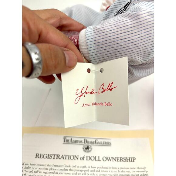 VTG Porcelain Doll Michael By Yolanda Bello Knowles 1990's Boxed COA - Picture 8 of 15